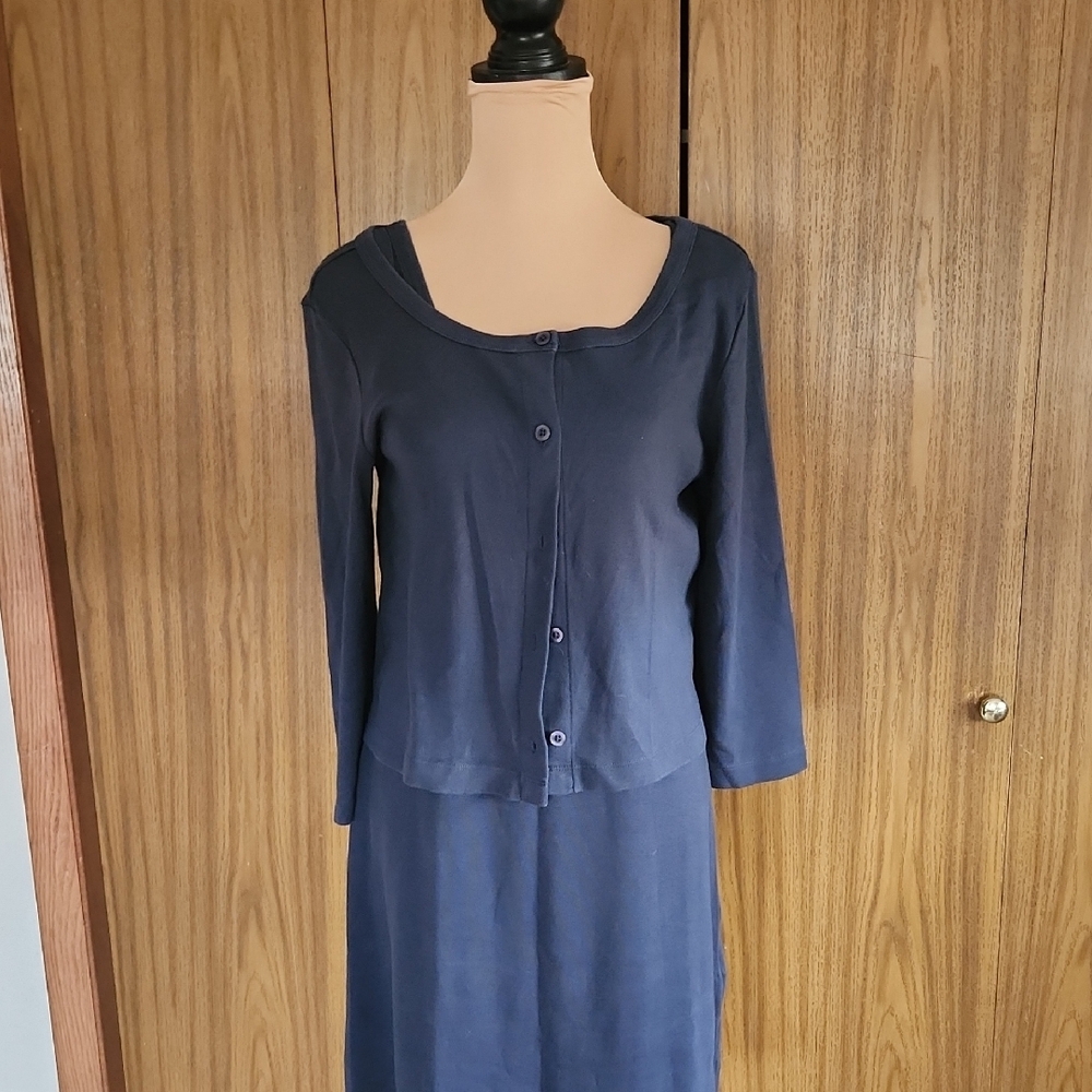Eddie Bauer Classic Navy Midi Dress With Jacket